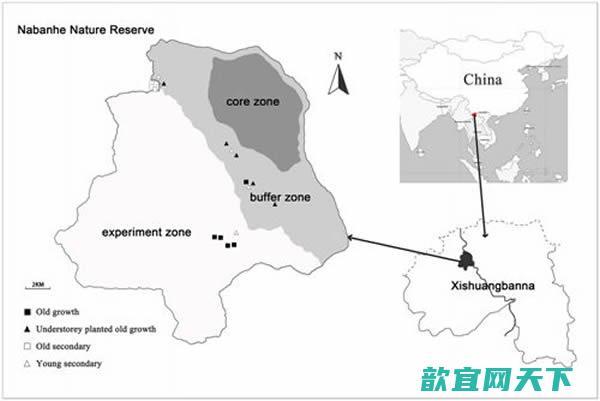 纳板河自然保护区实验样地图